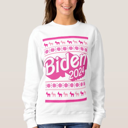 Biden 2024 Rosa Weihnachtssüßer Sweatshirt (Vorderseite)
