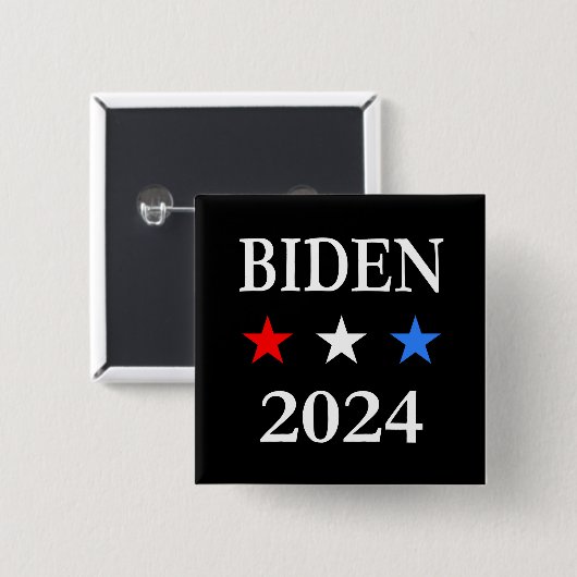Biden 2024 US-Präsident Drei Patriotische Sterne Button (Vorne & Hinten)