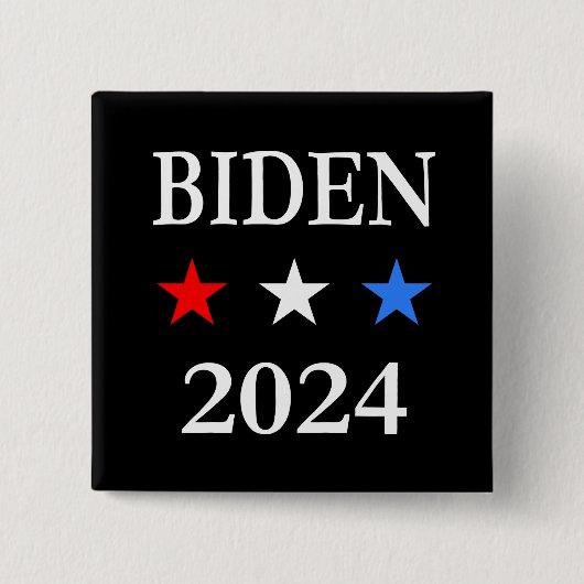 Biden 2024 US-Präsident Drei Patriotische Sterne Button (Vorderseite)