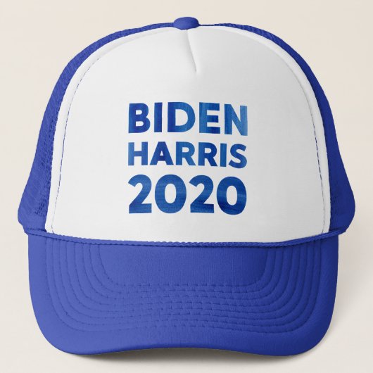 Biden Harris 2020 fett formatierter Text in Aquare Truckerkappe (Vorderseite)