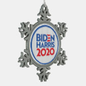 Biden Harris 2020 Gewitterter Urlaub Schneeflocken Zinn-Ornament (Links)