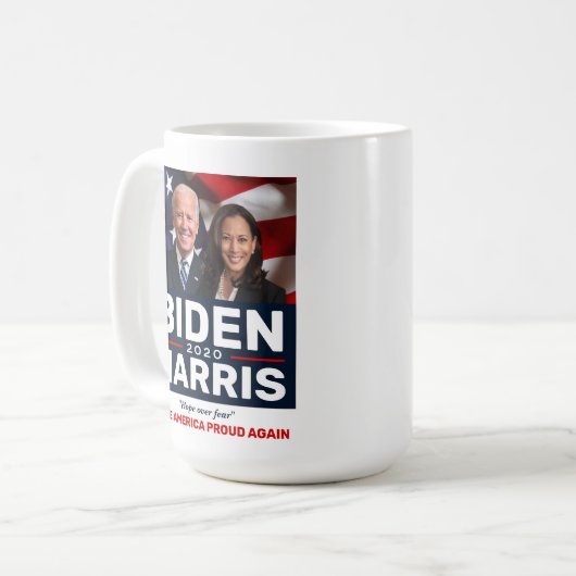 Biden Harris 2020: Hoffen auf Furcht vor Foto Kaffeetasse (Vorderseite Links)