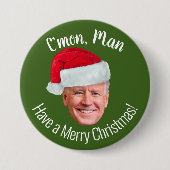 Biden Harris 2020 - Joe Weihnachtsmannmütze - C'mo Button (Vorderseite)