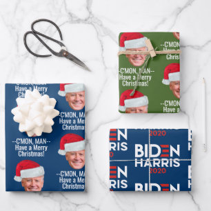 Biden Harris 2020 - Joe Weihnachtsmannmütze - C'mo Geschenkpapier Set