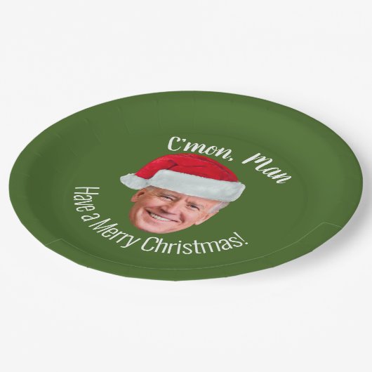 Biden Harris 2020 - Joe Weihnachtsmannmütze - C'mo Pappteller (Schrägansicht)