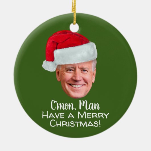 Biden Harris 2020 - Joe Weihnachtsmannmütze C'mon  Keramik Ornament (Hinten)