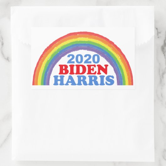 Biden Harris 2020 Rainbow Rechteckiger Aufkleber (Tasche)