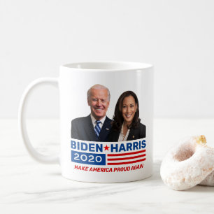 Biden Harris 2020 Wahl Red White Blue mit Foto Kaffeetasse