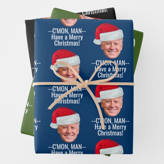 Biden Harris 2024 2020 - Joe Weihnachtsmannmütze - Geschenkpapier Set (Beispiel)
