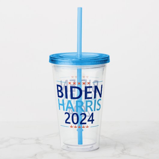 Biden Harris 2024 für die Präsidentschaftswahl in Acryltrinkbecher (Vorderseite)