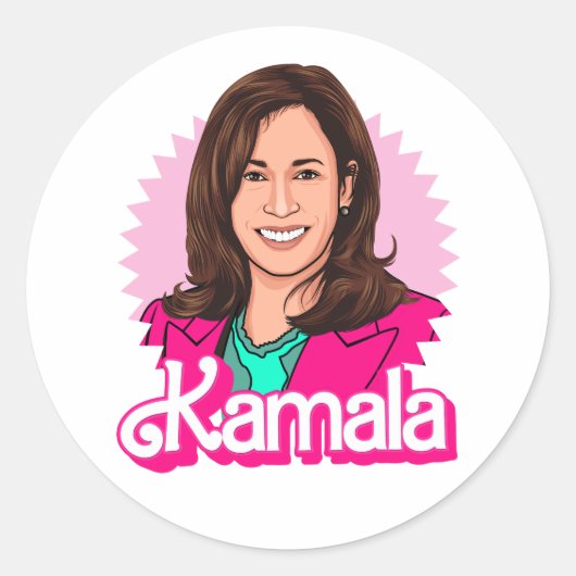 Biden Harris 2024 in Pink Runder Aufkleber (Vorderseite)