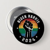 Biden Harris 2024 LGBT Rainbow Gay Pride Election Button (Vorne & Hinten)