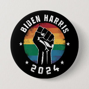 Biden Harris 2024 LGBT Rainbow Gay Pride Election Button