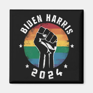 Biden Harris 2024 LGBT Rainbow Gay Pride Election Magnet