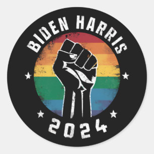 Biden Harris 2024 LGBT Regenbogen Schwulenstolz Wa Runder Aufkleber