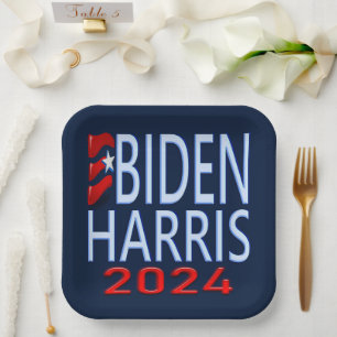 Biden Harris 2024 Präsidentschaftswahl Pappteller