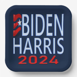 Biden Harris 2024 Präsidentschaftswahl Pappteller