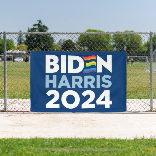 Biden Harris 2024 Rainbow Flag LGBT Banner (InSitu)
