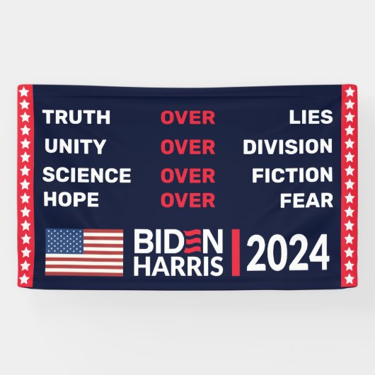 Biden Harris 2024: Truth Unity Science Hope Banner (Horizontal)