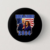 Biden Harris American Flag Wahl 2024 Button (Vorderseite)