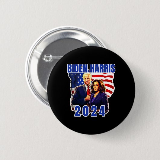 Biden Harris American Flag Wahl 2024 Button (Vorne & Hinten)