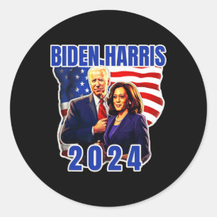 Biden Harris American Flag Wahl 2024 Runder Aufkleber