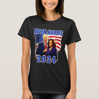 Biden Harris American Flag Wahl 2024 T-Shirt