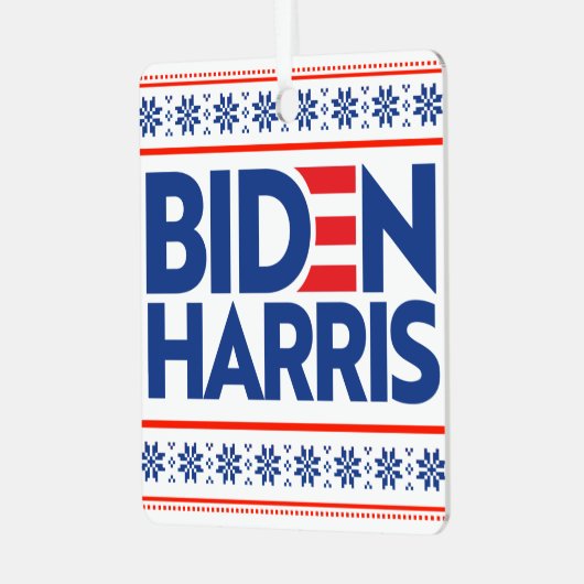 BIDEN HARRIS BLUE CHRISTMAS SWEATER ORNAMENT AUS METALL (Vorderseite links)