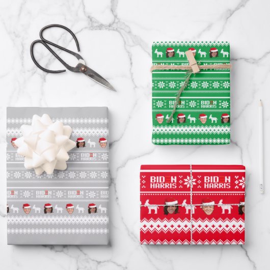 Biden Harris Christmas Geschenkpapier Set (Vorderseite)