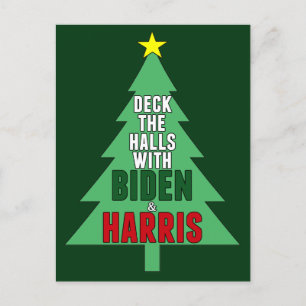 Biden Harris Christmas Tree Deck über die Hallen Feiertagspostkarte