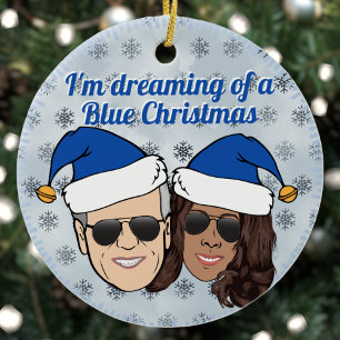 Biden Harris Election Dreaming A Blue Christmas Keramik Ornament