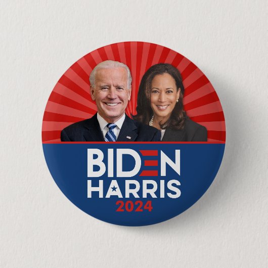 Biden Harris Foto - 2024 star - Red White Blue Button (Vorderseite)