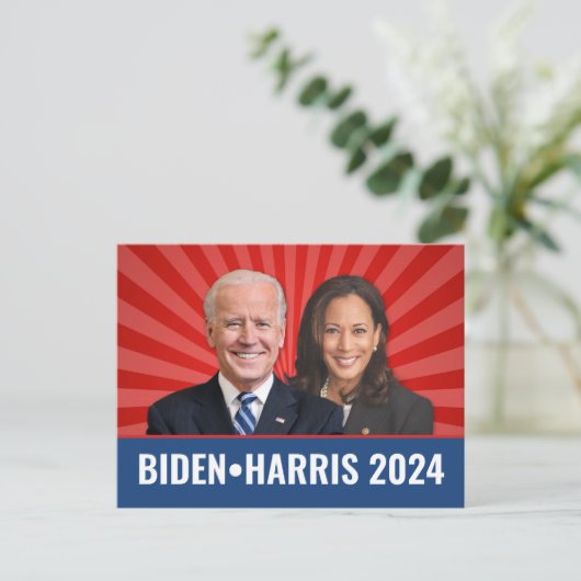 Biden Harris Foto - 2024 star - Red White Blue Postkarte (Stehend Vorderseite)