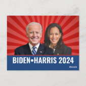 Biden Harris Foto - 2024 star - Red White Blue Postkarte (Rückseite)