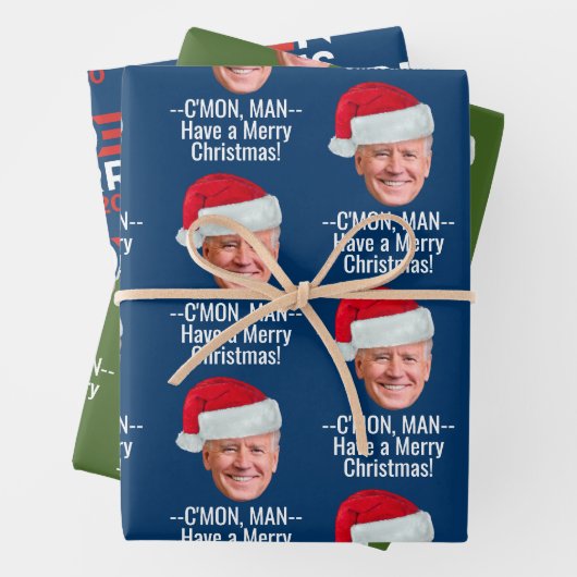 Biden Harris - Joe Weihnachtsmannmütze - C'mon Man Geschenkpapier Set (Beispiel)
