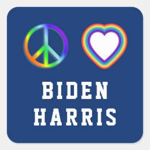 Biden Harris Peace Liebe Quadratischer Aufkleber