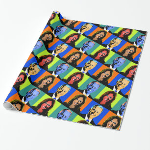 Biden Harris Pop Art (blau, orange, neon, grün) Geschenkpapier