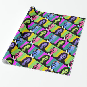 Biden Harris Pop Art (grün, rosa, gelb, neon) Geschenkpapier