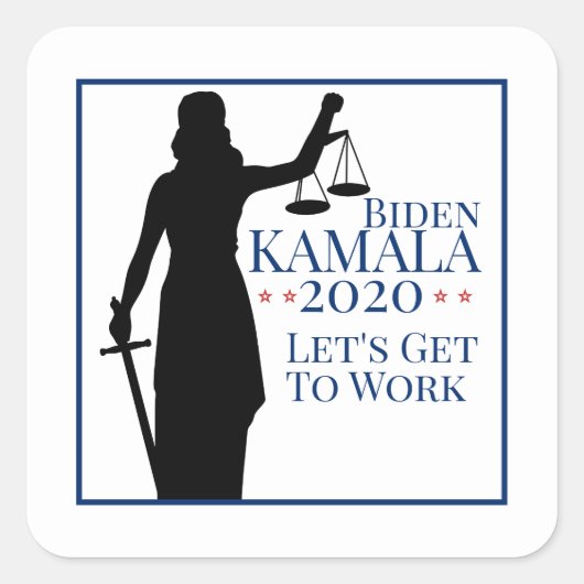 Biden Harris President Get to Work 2020 Quadratischer Aufkleber (Vorderseite)