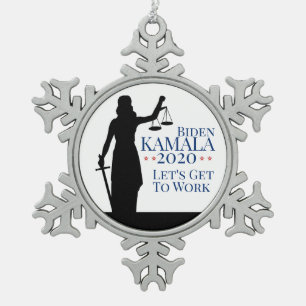 Biden Harris President Get to Work 2020 Schneeflocken Zinn-Ornament