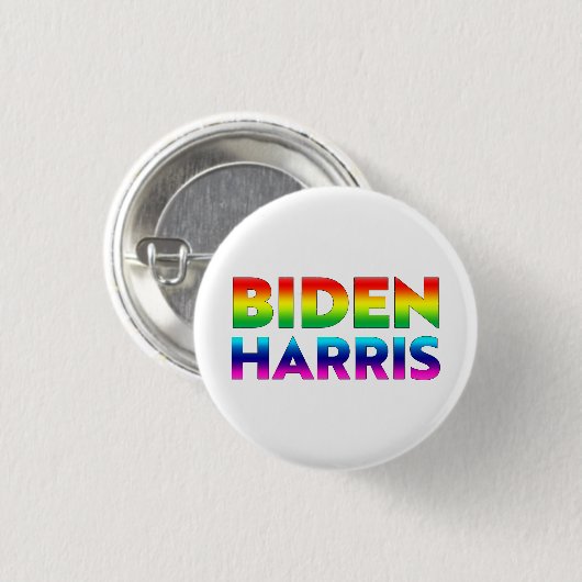 Biden Harris Pride Regenbogenfarben Weiße Button-T Button (Vorne & Hinten)