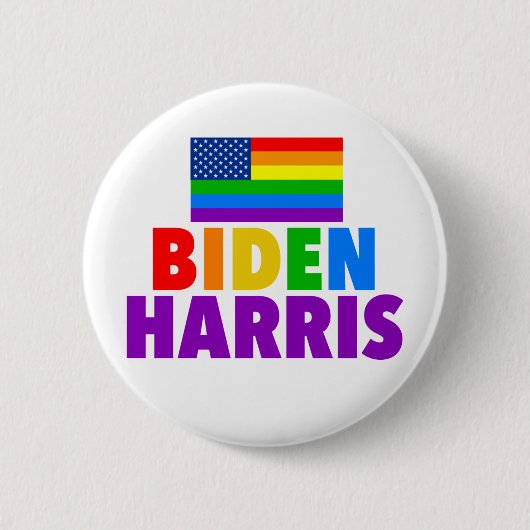 Biden Harris Rainbow American Flag Gay Pride Button (Vorderseite)