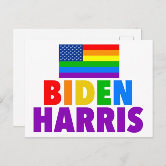 Biden Harris Rainbow American Flag Gay Pride Postkarte (Vorne/Hinten)