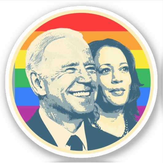 Biden Harris Rainbow Pride Aufkleber (Vorderseite)