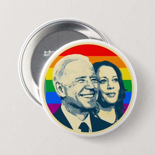 Biden Harris Rainbow Pride Button (Vorne & Hinten)