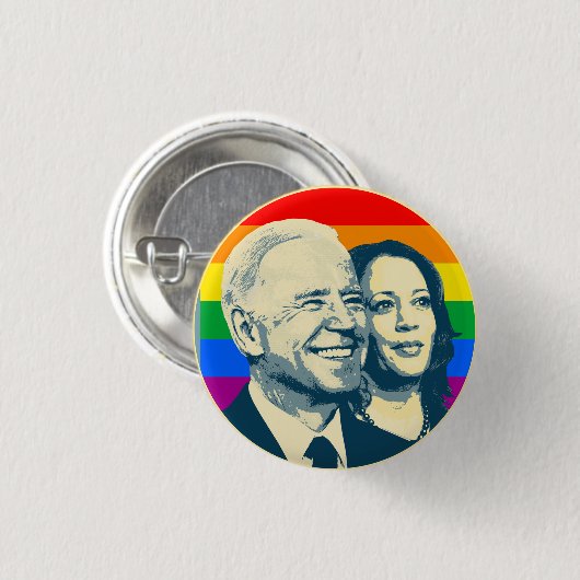 Biden Harris Rainbow Pride Button (Vorne & Hinten)