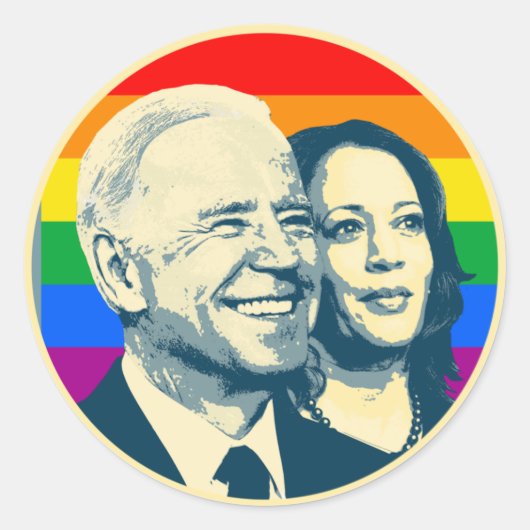Biden Harris Rainbow Pride Runder Aufkleber (Vorderseite)