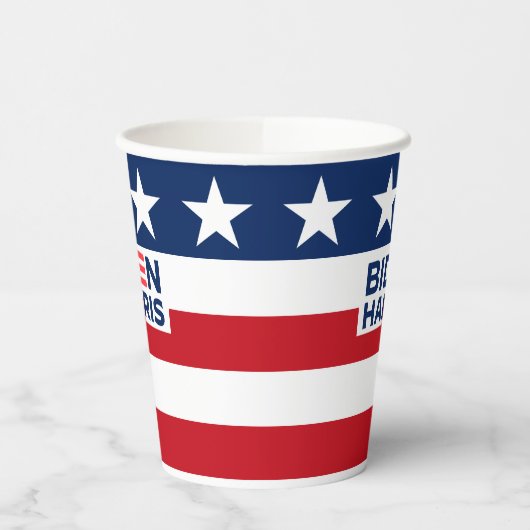 Biden Harris Red White and Blue Stars and Strips Pappbecher (Links)