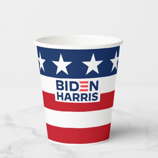 Biden Harris Red White and Blue Stars and Strips Pappbecher (Vorderseite)