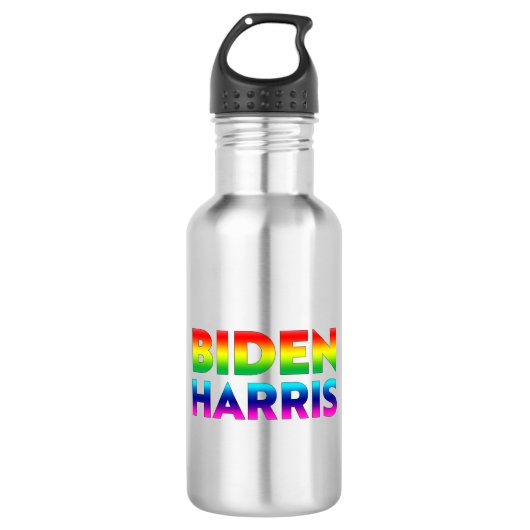 Biden Harris Regenbogengradtypografie-Gay Pride Edelstahlflasche (Vorderseite)